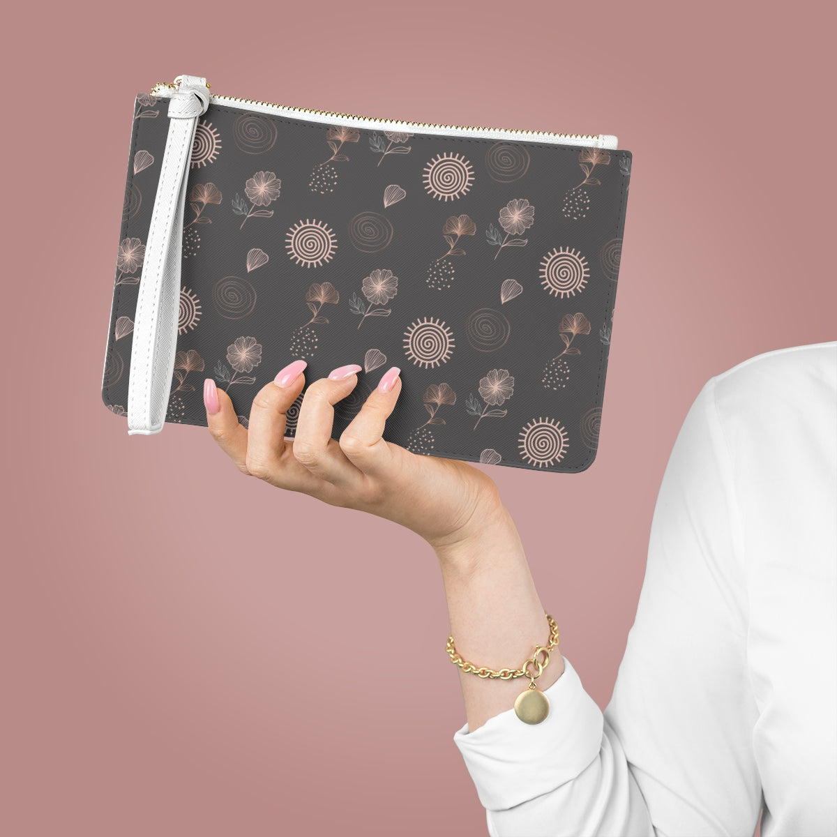 AFIRMACIONES CON PROPÓSITO AWAKEN VIBRATIONS GRAY CLUTCH BAG