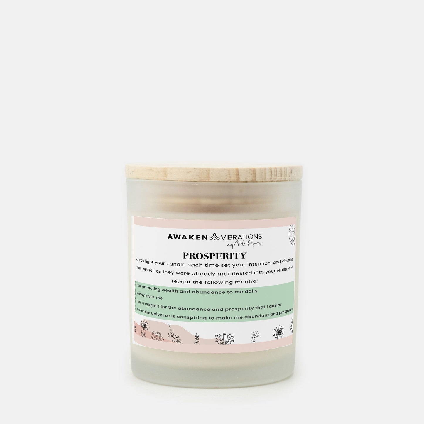 Prosperity Candle Frosted Glass (Hand Poured 11 oz)