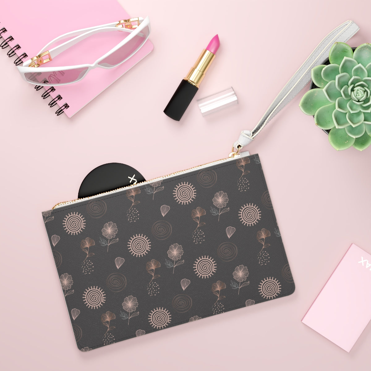 AFIRMACIONES CON PROPÓSITO AWAKEN VIBRATIONS GRAY CLUTCH BAG