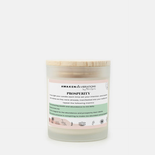 Prosperity Candle Frosted Glass (Hand Poured 11 oz)