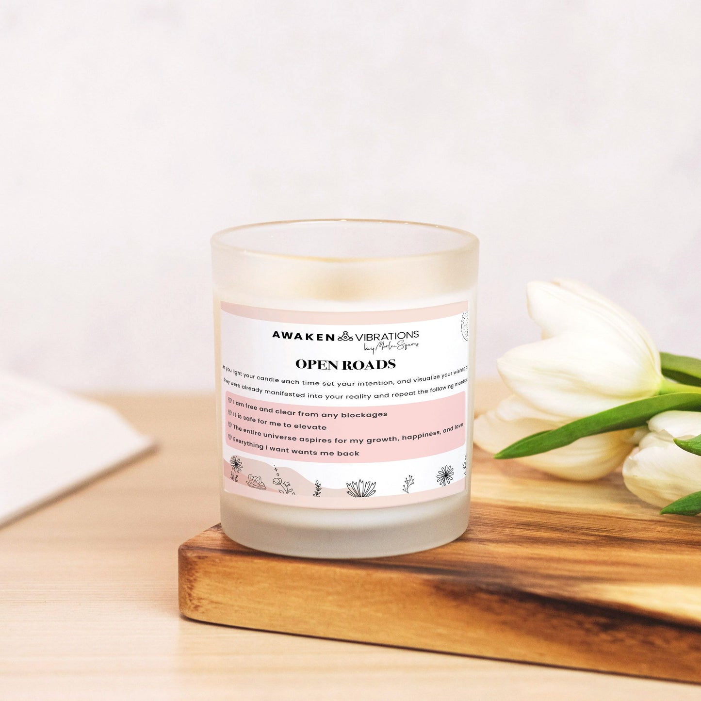 Open Roads Candle Frosted Glass (Hand Poured 11 oz)