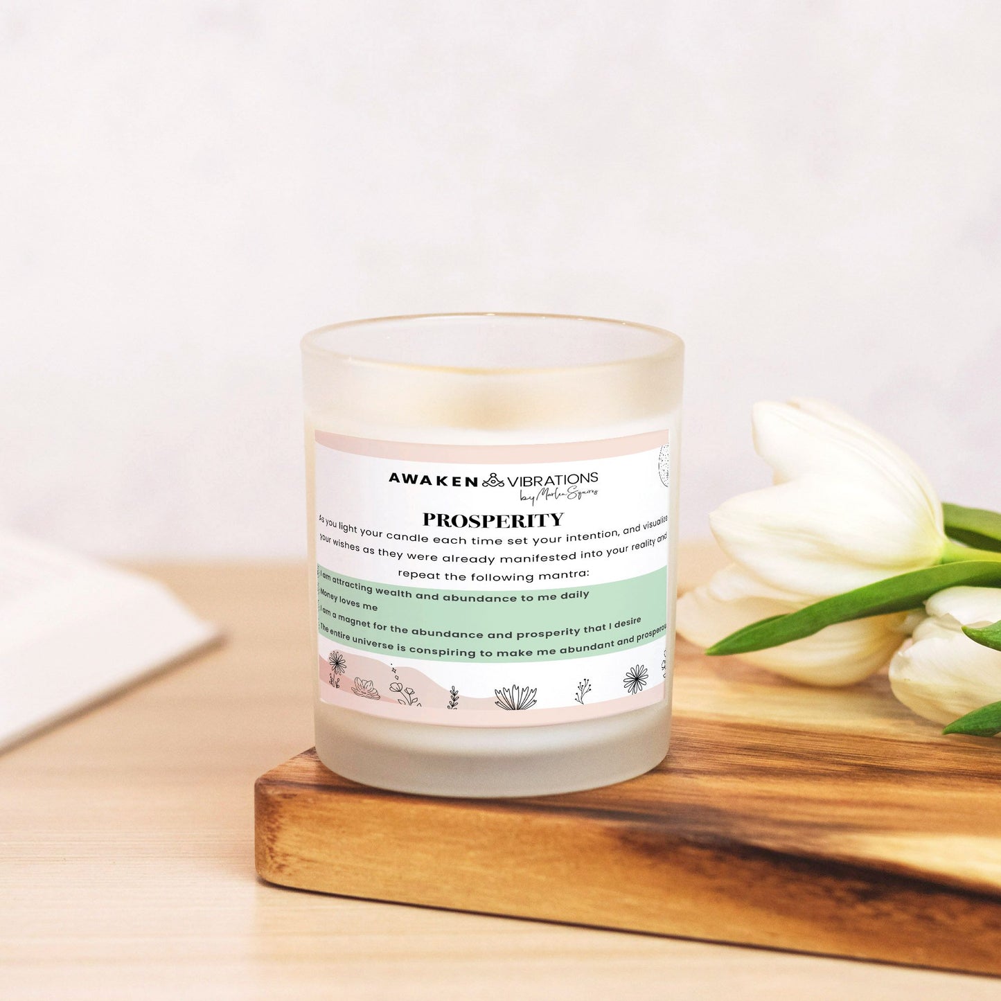 Prosperity Candle Frosted Glass (Hand Poured 11 oz)