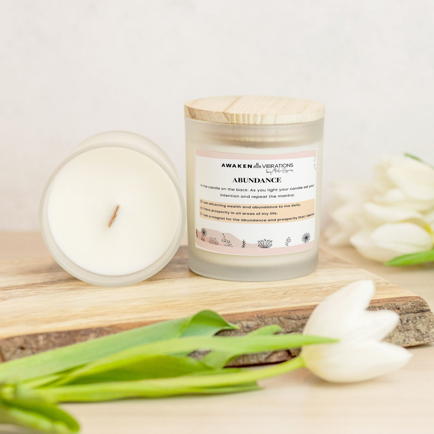 Abundance Candle Frosted Glass (Hand Poured 11 oz)