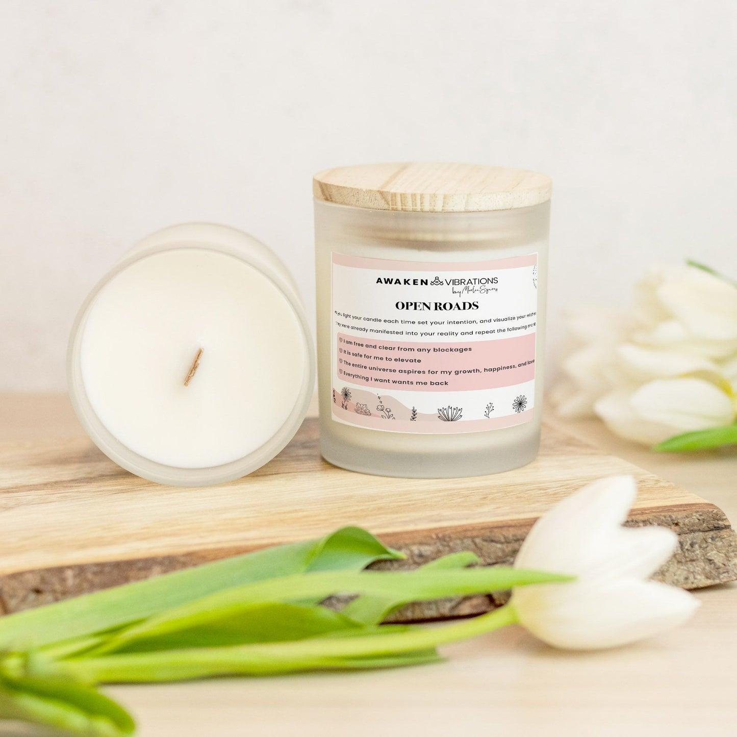 Open Roads Candle Frosted Glass (Hand Poured 11 oz)